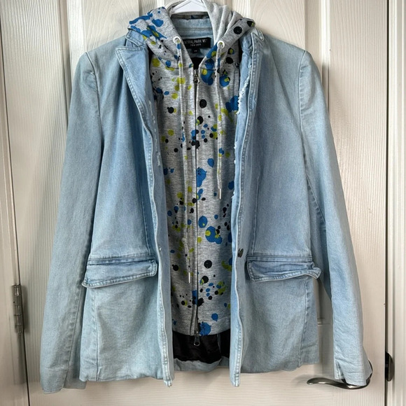 Central Park WestNew York x Revolve 2-in-one Hooded Denim Blazer XS FLAWED - Picture 4 of 15